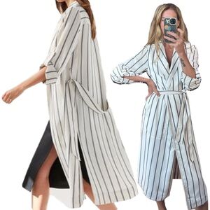 Babaton Aritzia Pinstripe Stripe Khalo Robe Belted Jacket